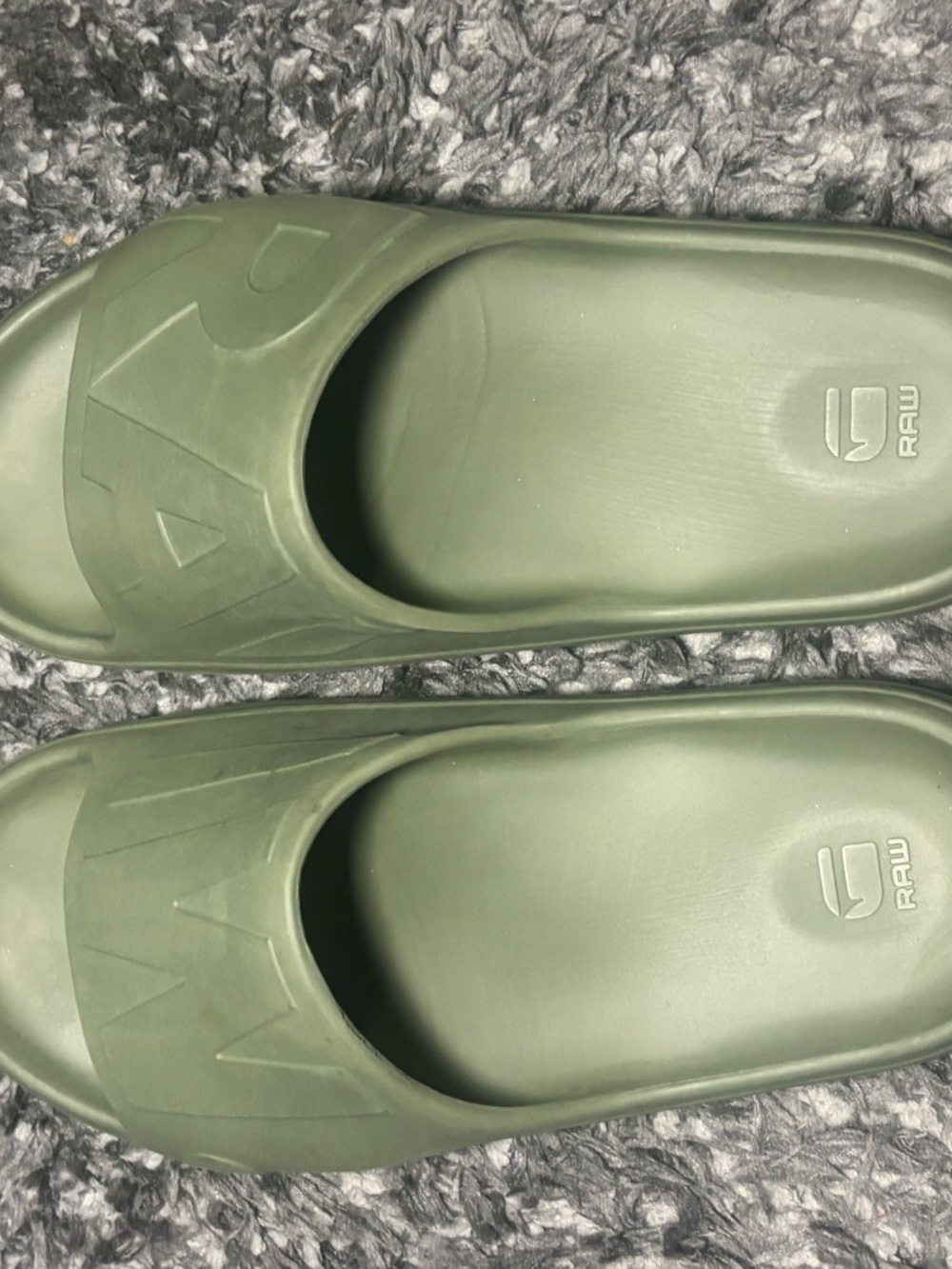 G-Star Olive Slide Sandals with Embossed Logo